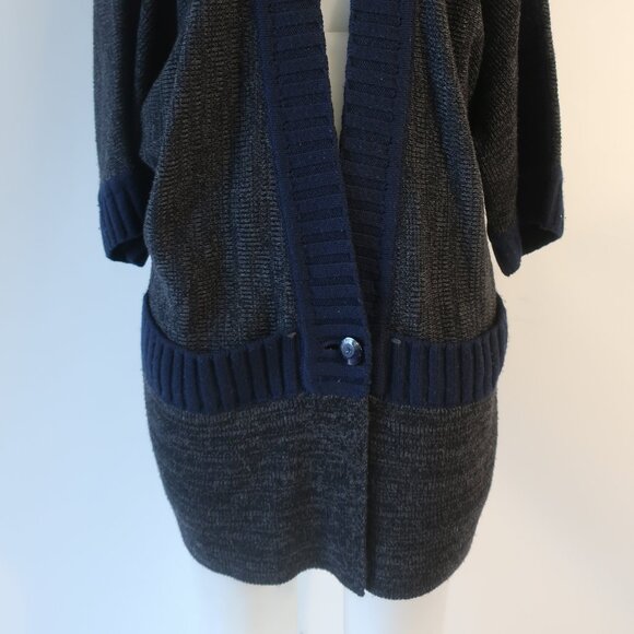 Women Label + Thread 100% Wool Chunky Knit Dolman Sleeve Cardigan Sweater L - Picture 6 of 12